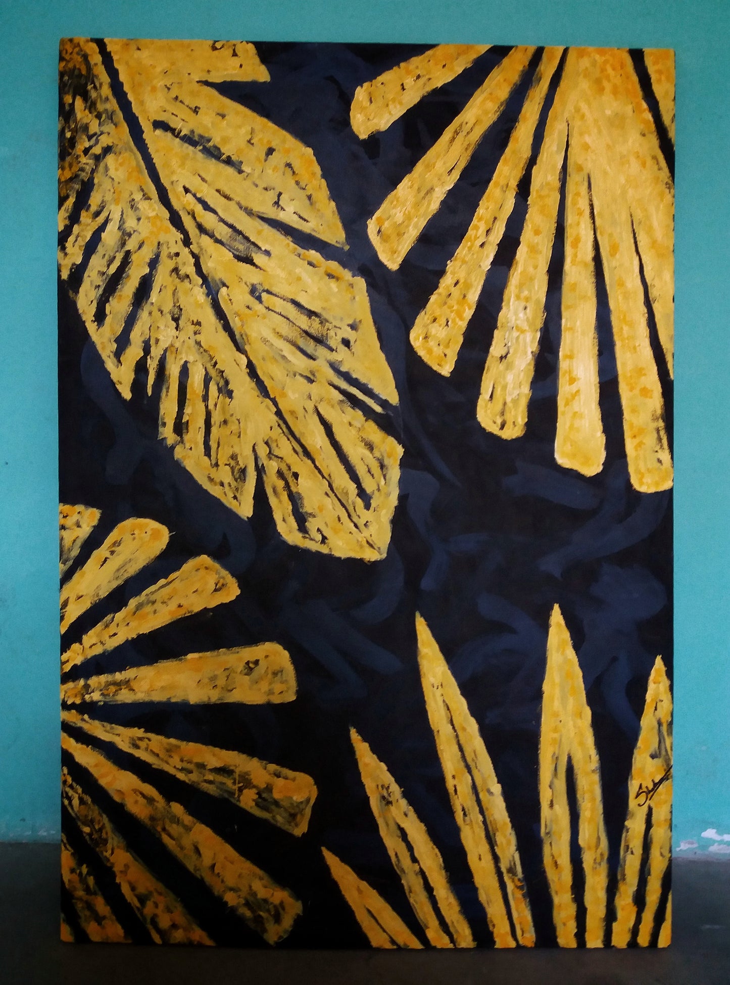 #WalkerWorld Palm Plants 3x2 Feet Original Oil Canvas Painting